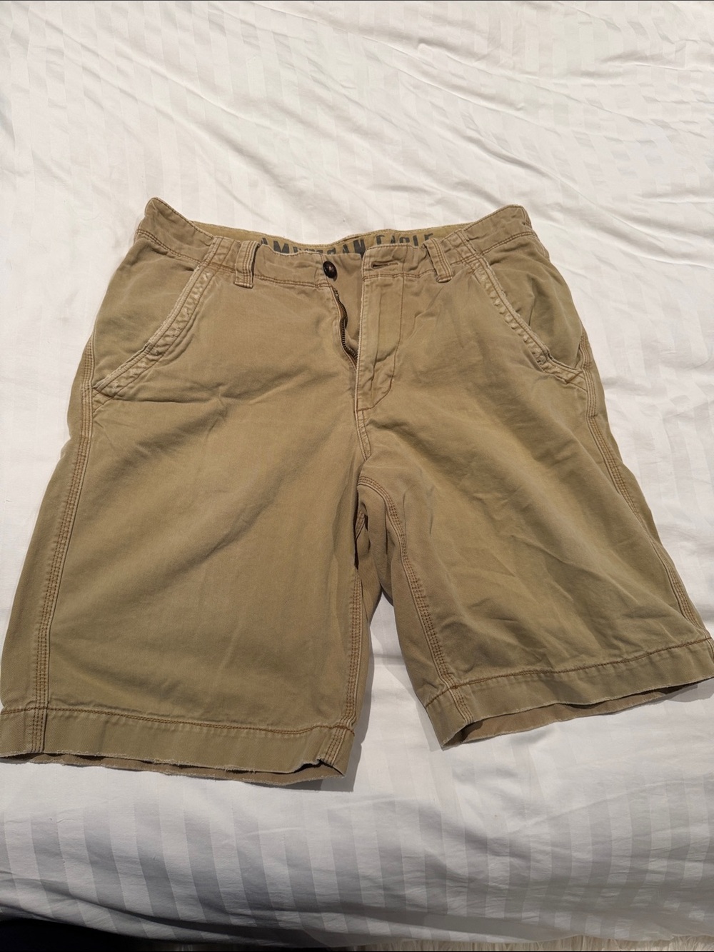 American Eagle Outfitters Men's Tan Flat-Front Shorts